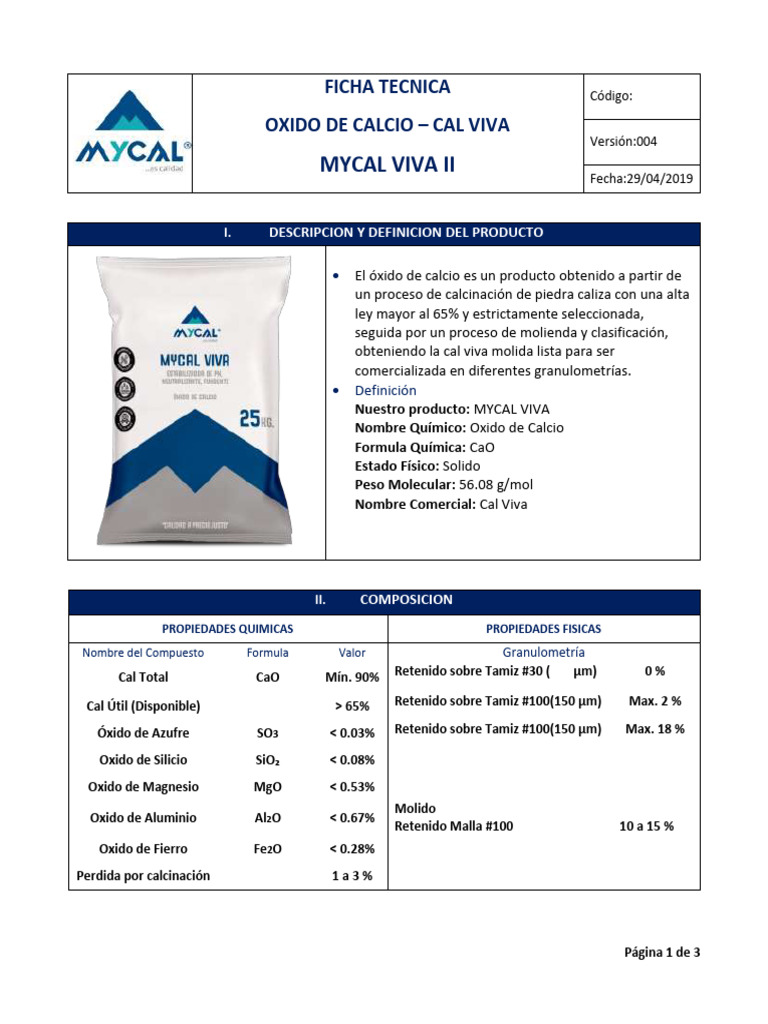 2 Fichas Tecnicas Cal | PDF