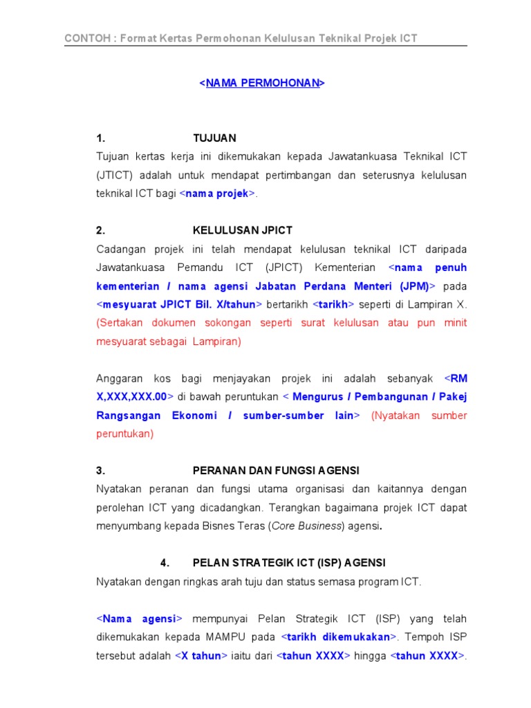 Contoh Format Kertas Kerja Jtict Senarai Semak Pdf