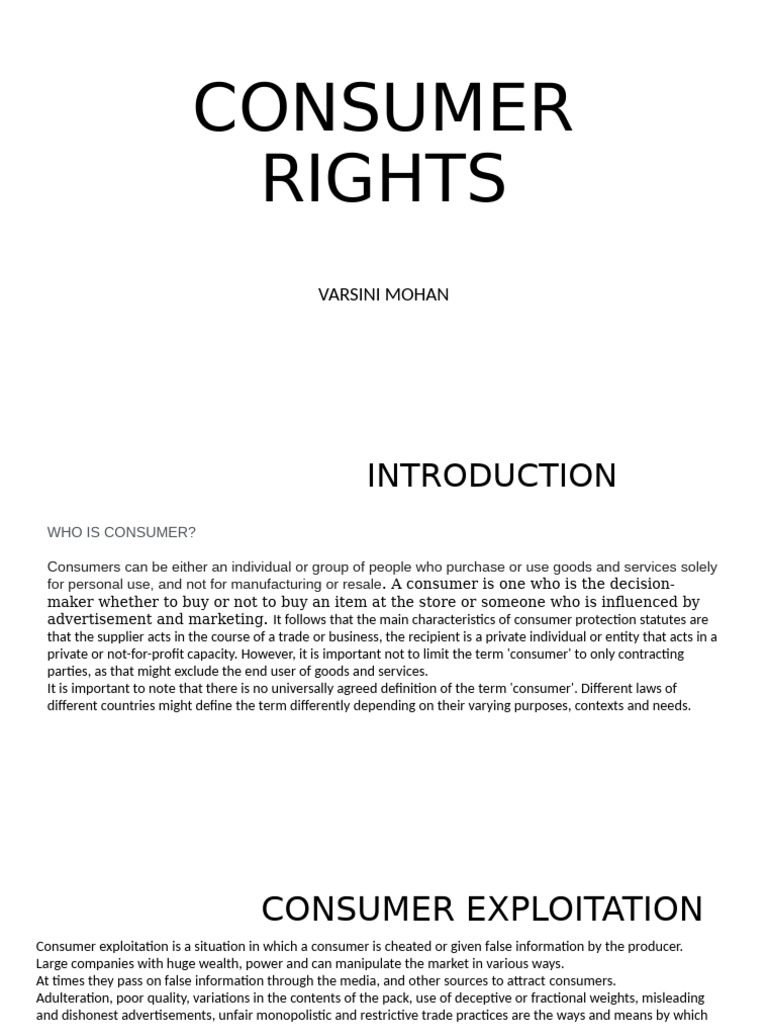 Consumer Rights | PDF