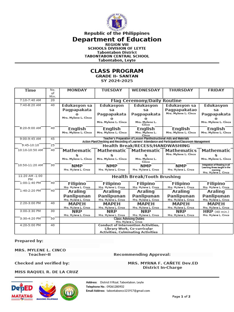 CLASS PROGRAM TEMPLATE UNIFIED FOR QMS Mylene | PDF