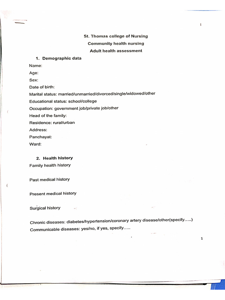 Adult Health Assessment Pdf