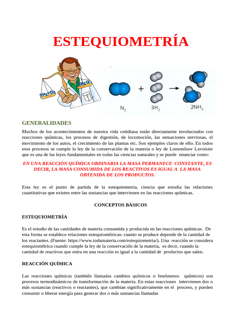 Estequiometría Guía 1 | PDF