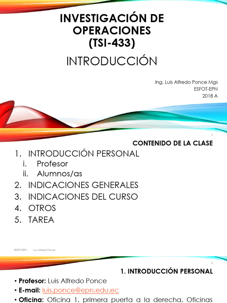 Introducción TSI-433 2018A | PDF