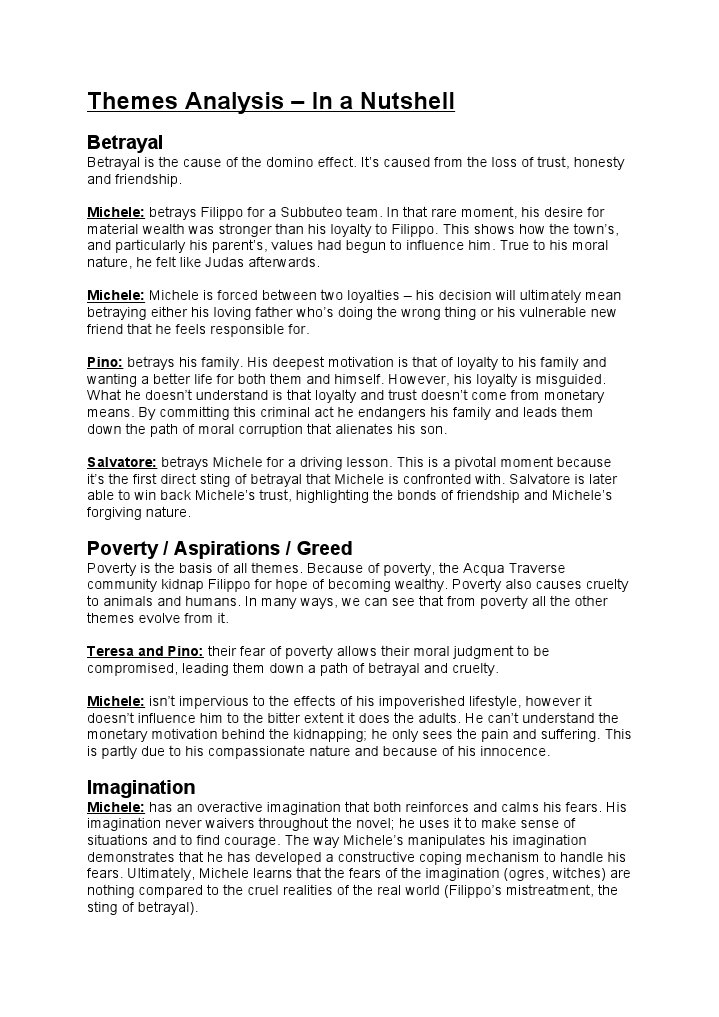 Themes Analysis in A Nutshell | PDF | Imagination | Friendship