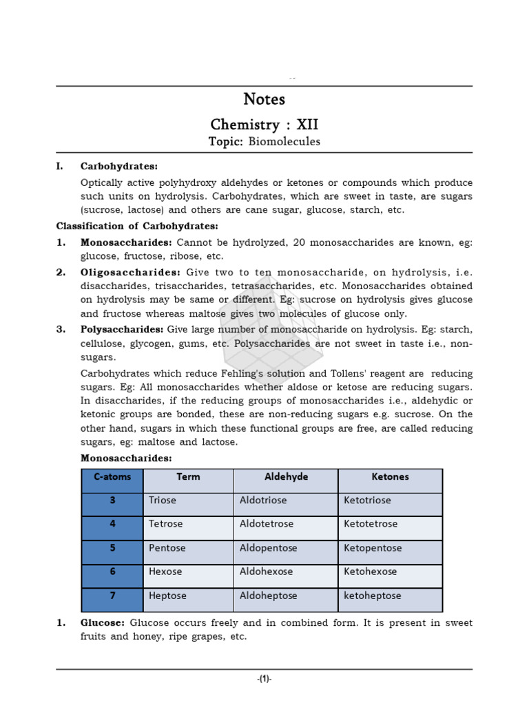 12 Notes 14 Biomolecules Pdf