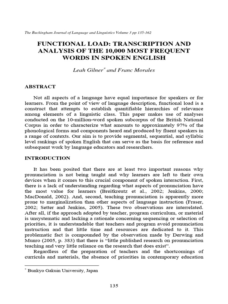 Functional Load Transcription and Analys | PDF