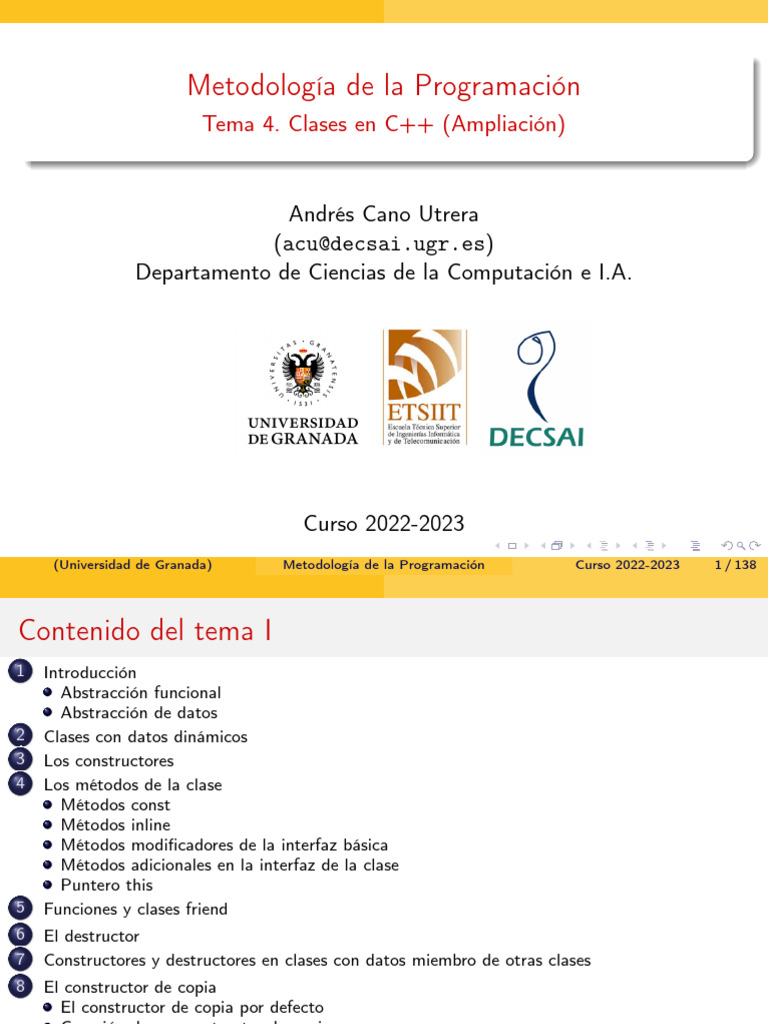 Tema 4. Clases en C++ | PDF