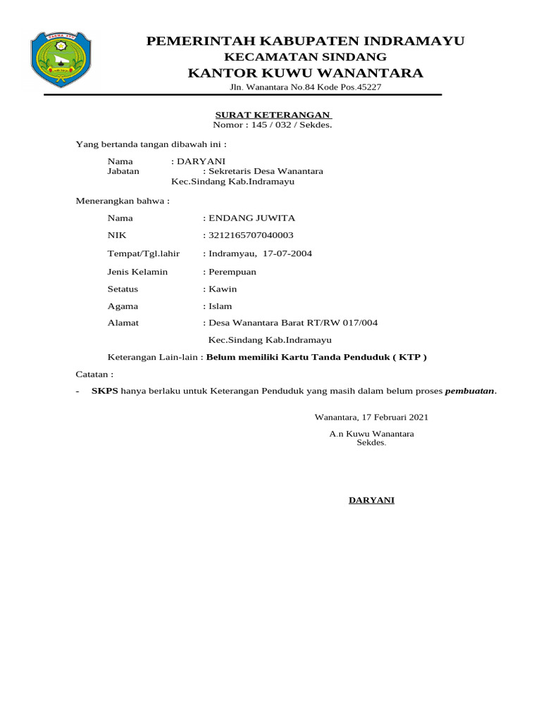 Surat Ket Sementara Ktp Pdf
