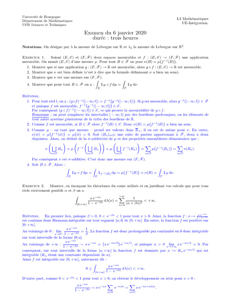 Corrige Examen 2020 01 06 | PDF