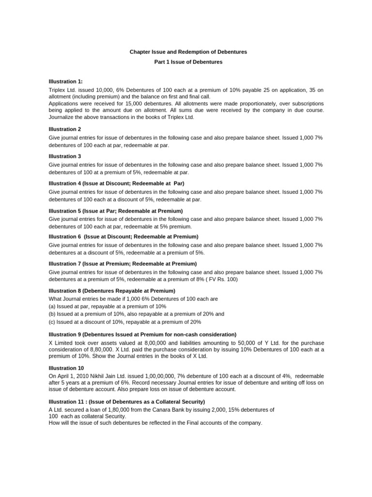 Issue Of Debentures Questions Pdf