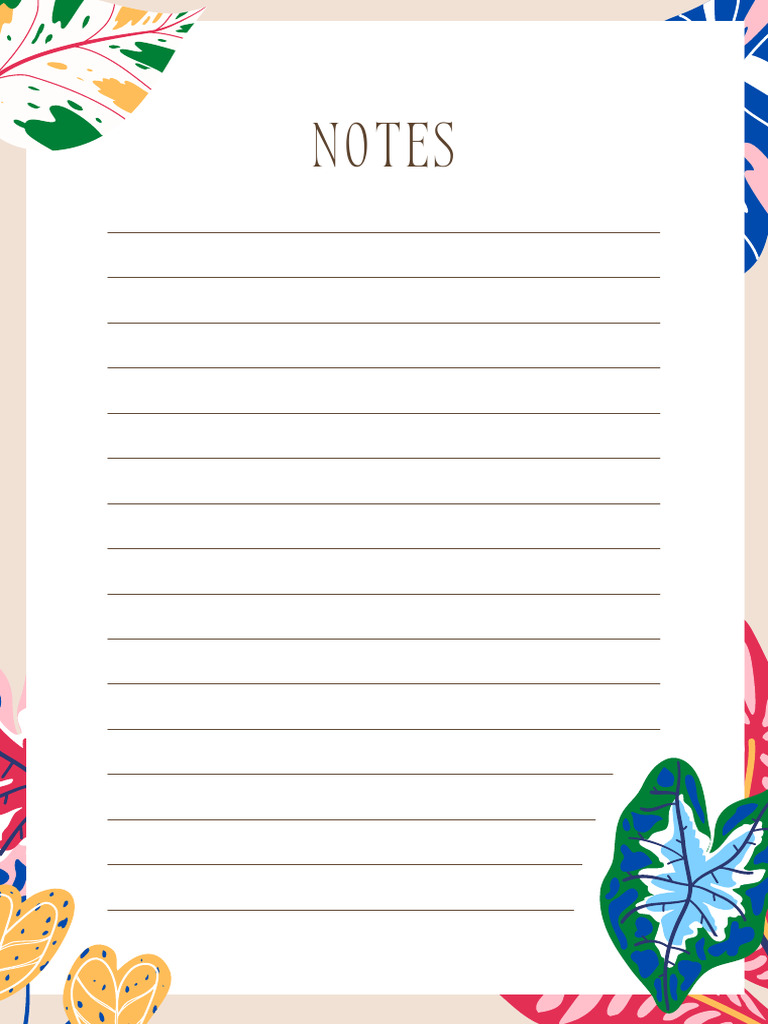 Beige Botanical Journal Notes Pages Planner | PDF