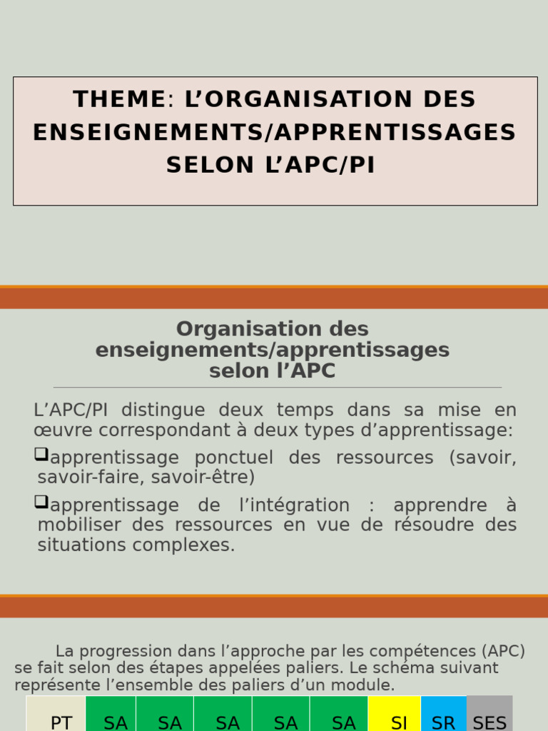 Organisation Des Enseignements Apprentissage Selon l'APC PI | PDF