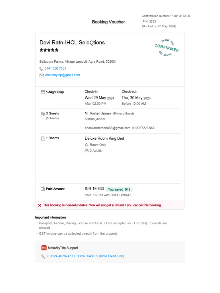 Booking Voucher | PDF