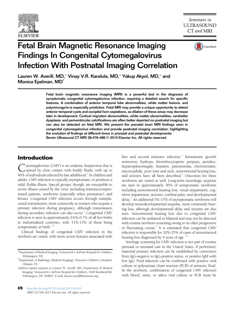 Fetal Brain Magnetic Resonance Imaging Findings in Congenital ...