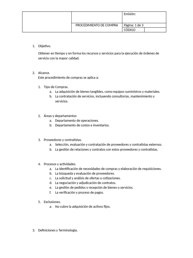 Procedimiento de Compra Eficiente | PDF | Calidad (comercial ...