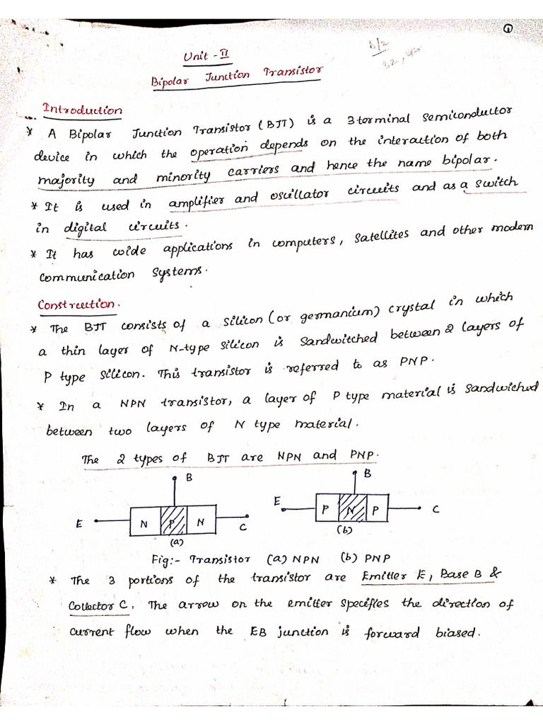 Electronic Devices-Unit 2-Bipolar Junction Transistors | PDF