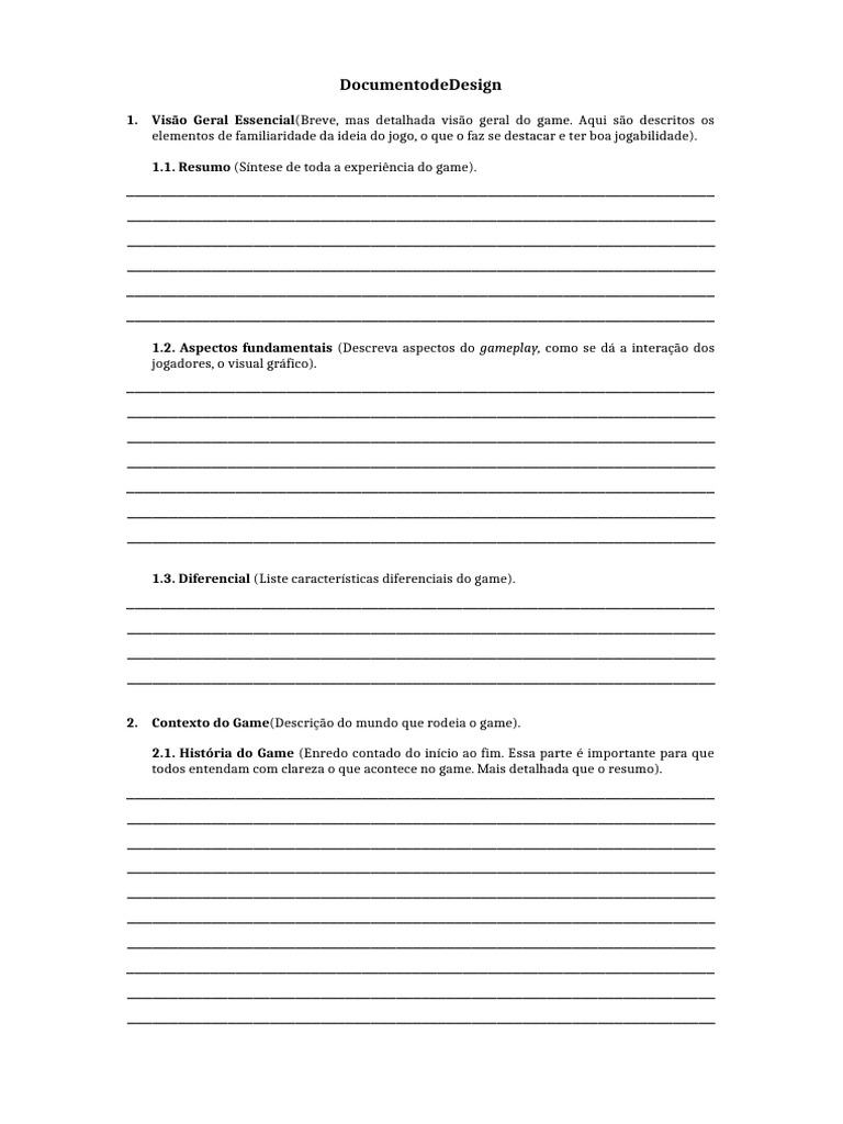 04 DocumentoGameDesign GDD Modelo | PDF