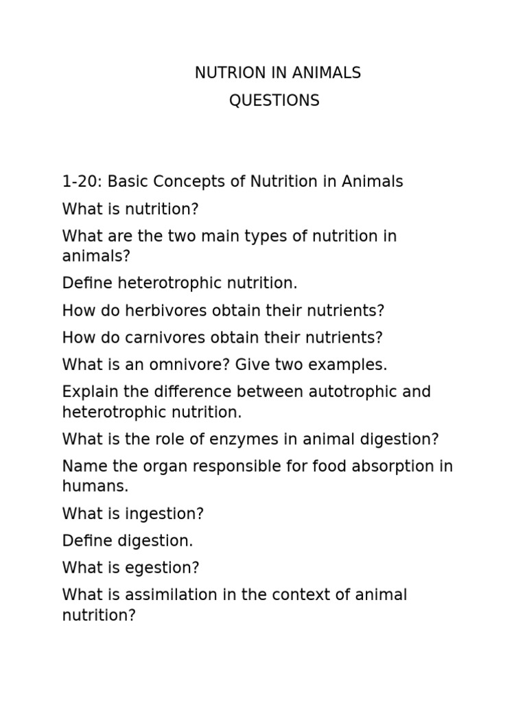 Nutrion in Animals Questions and Answer Keys ISM Question Paper Answer ...