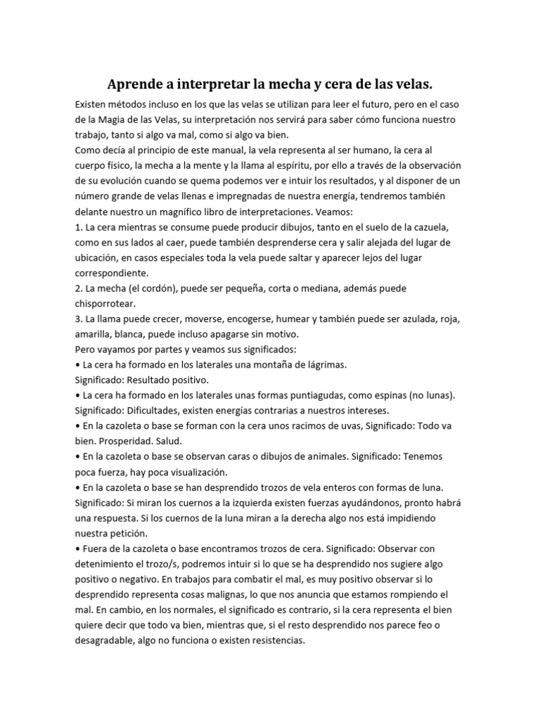 Aprende A Interpretar La Mecha y Cera de Las Velas | PDF