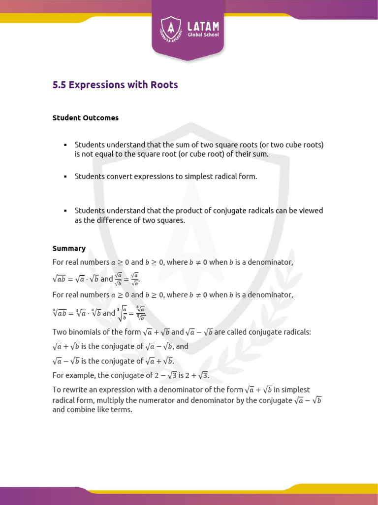 Understanding Expressions with Roots | PDF | Mathematical Concepts ...