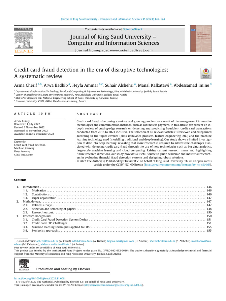 Credit Card Fraud Detection In The Era Of Disruptive Technologies Pdf