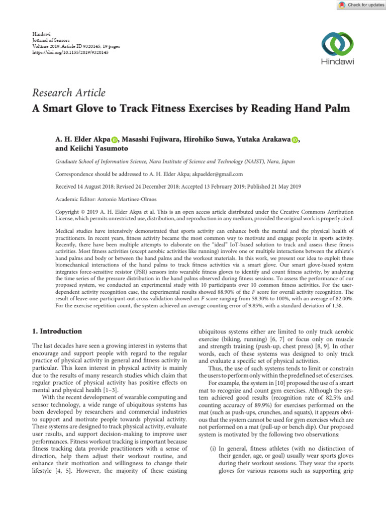 Journal of Sensors - 2019 - Akpa - A Smart Glove To Track Fitness ...