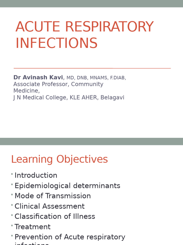 Acute Respiratory Infections - DR A. Kavi | PDF | Pneumonia | Public Health