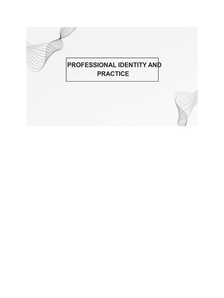Professional Identity And Practice Pdf