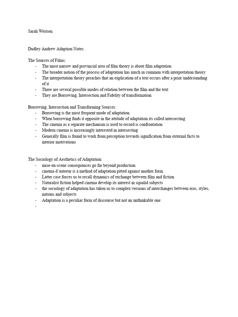 Adaptation Notes Pdf