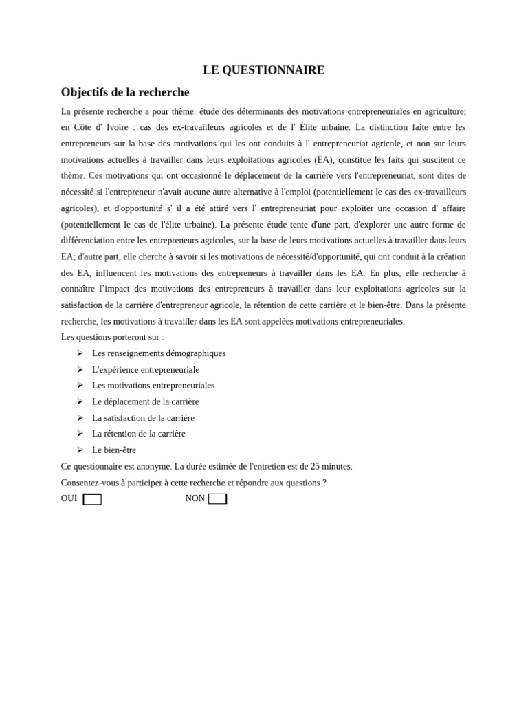 Le Questionnaire | PDF