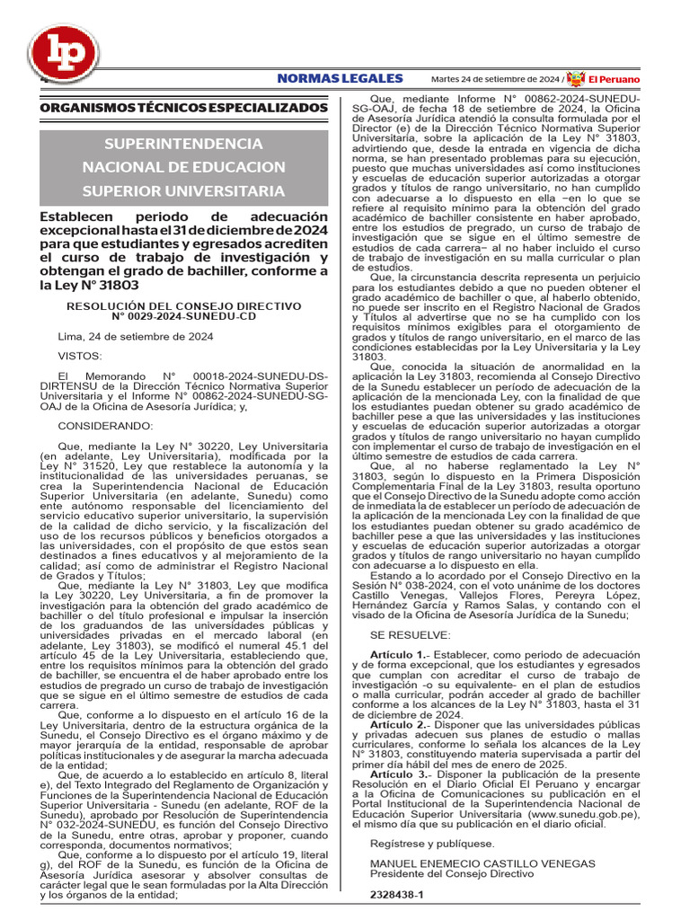 Resolucion-0029-2024-SUNEDU-CD-LPDerecho | PDF