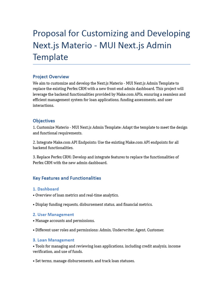 Proposal For Customizing and Developing Next - Js Materio Admin ...