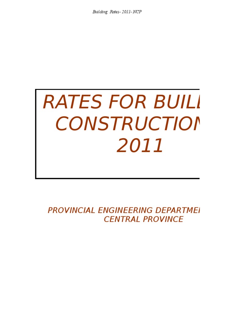 Rate Book - 2011-NCP Building DPT | PDF | Concrete | Mortar (Masonry)