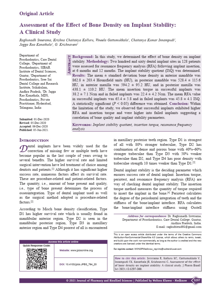 Assessment of The Effect of Bone Density On.67 | PDF