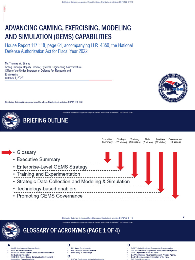 Advancing Gaming Exercising Modeling and Simulation GEMS Capabilities | PDF
