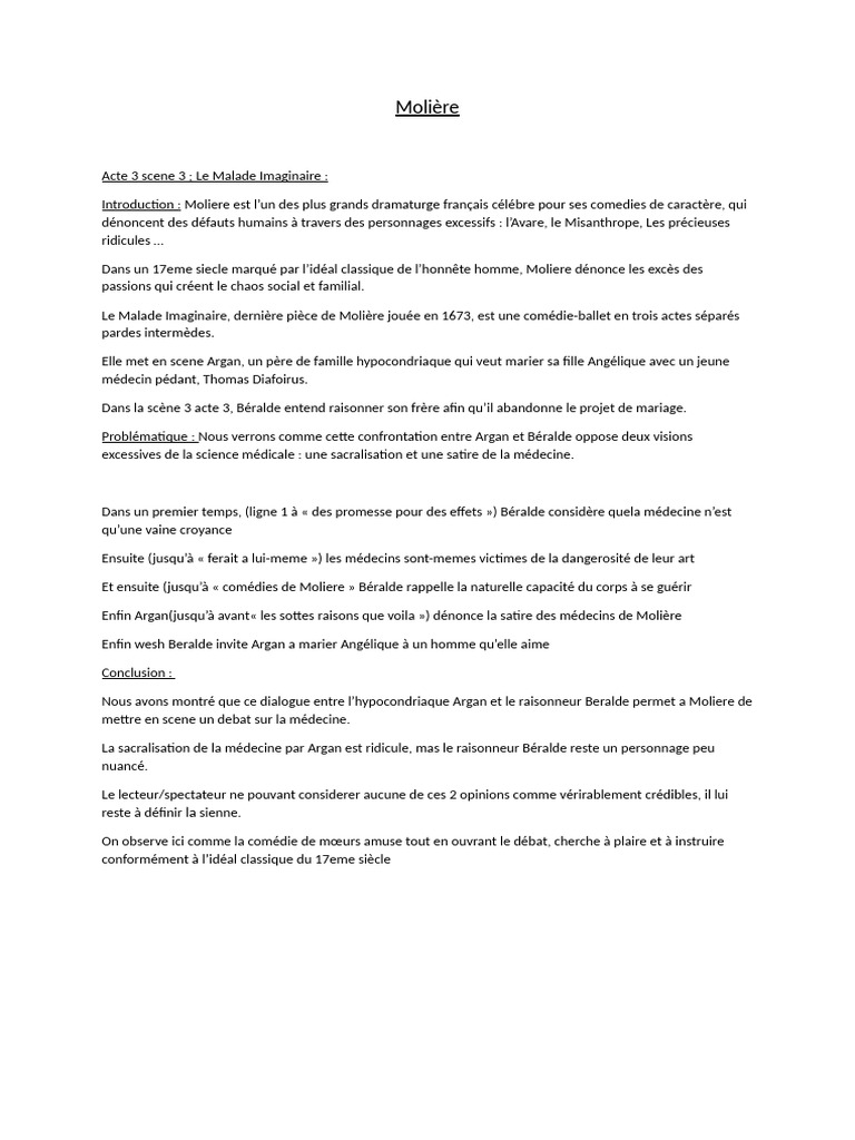 Acte 3 Scene 3 Malde Imagianire | PDF