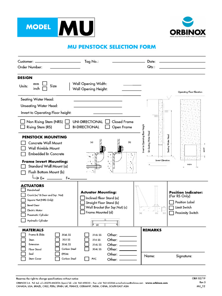 Mu Penstock Selection Form | PDF