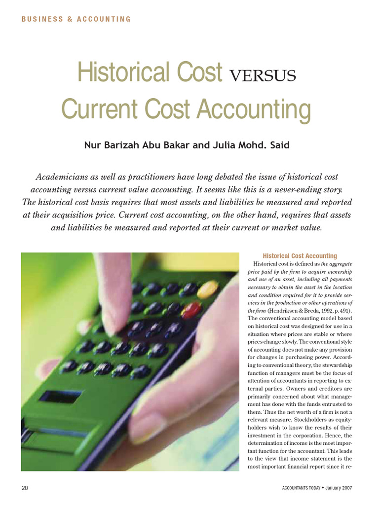 Historical vs Current Cost Accounting | PDF | Historical Cost ...