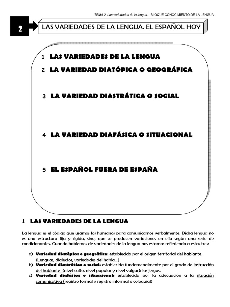 Variedades de la Lengua en Español | PDF | Dialecto | Multilingüismo