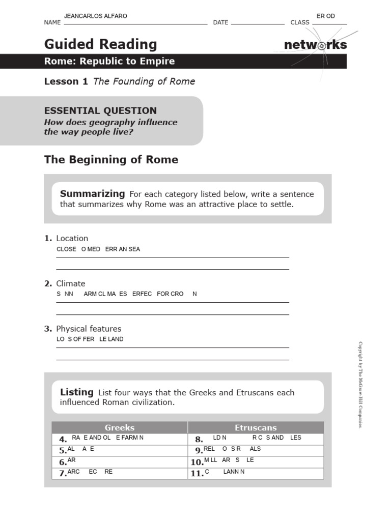 Guided Reading Chapter 11 Rome Jeancarlos Alfaro | PDF
