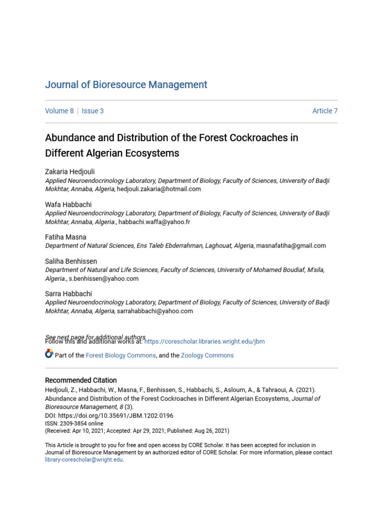 Abundance and Distribution of The Forest Cockroach | PDF | Soil ...