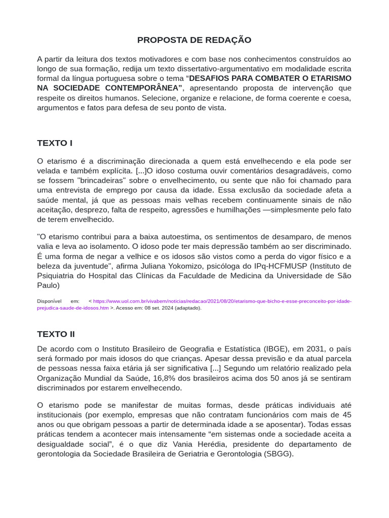 proposta de redação - ENEM | PDF