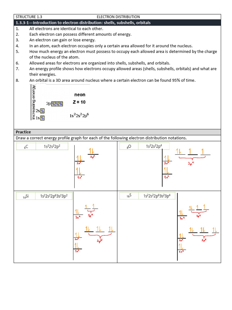 S1.3.3 - Electron Distribution - Shells, Subshells, Orbitals Energy ...