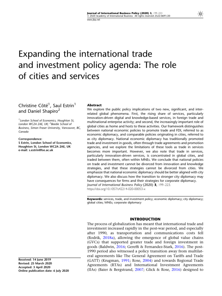 Expanding The International Trade and Investment Policy Agenda | PDF
