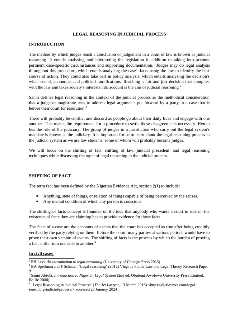 Notes....... Legal Reasoning in Judicial Proces2 | PDF