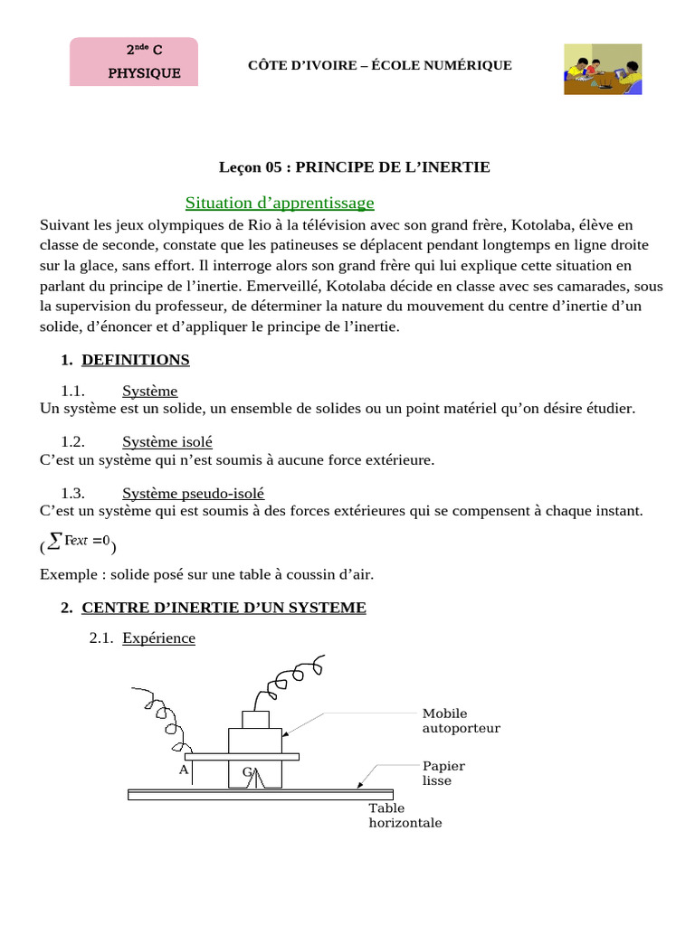 Leçon 05 Principe de L'inertie Validé | PDF