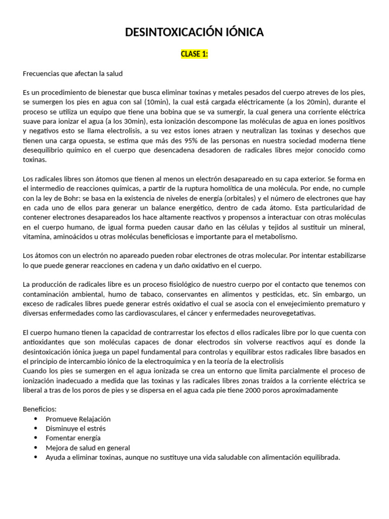 Desintoxicación Iónica | PDF