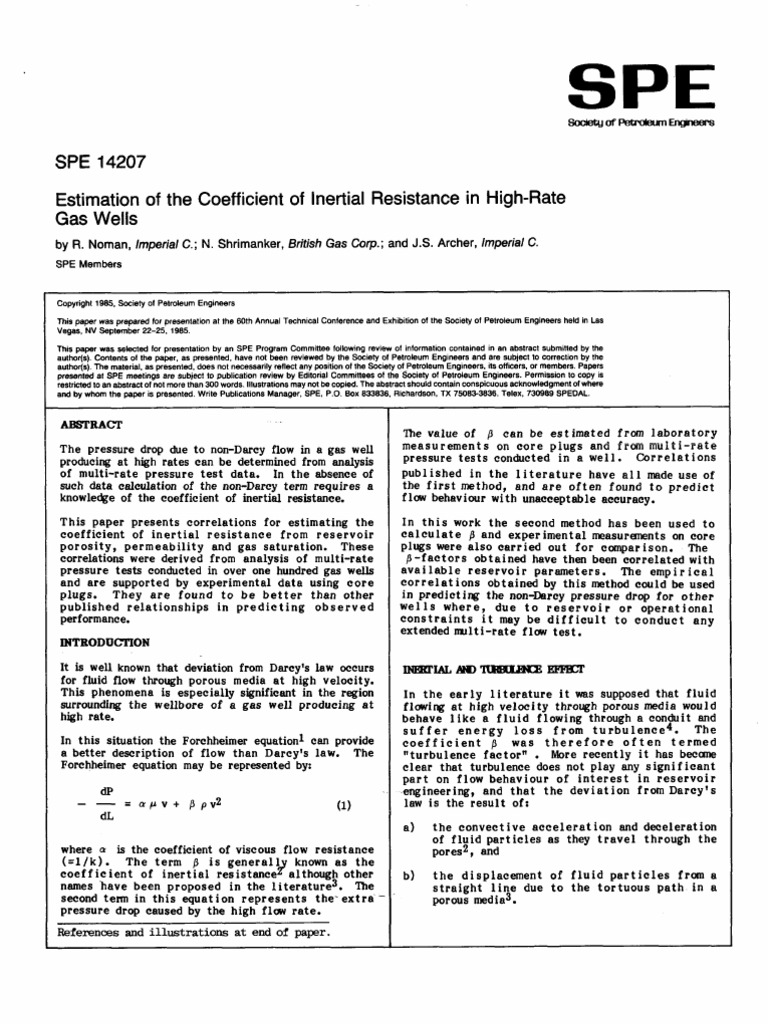 Estimation of coeff of inertial resistance in high rate gas wells