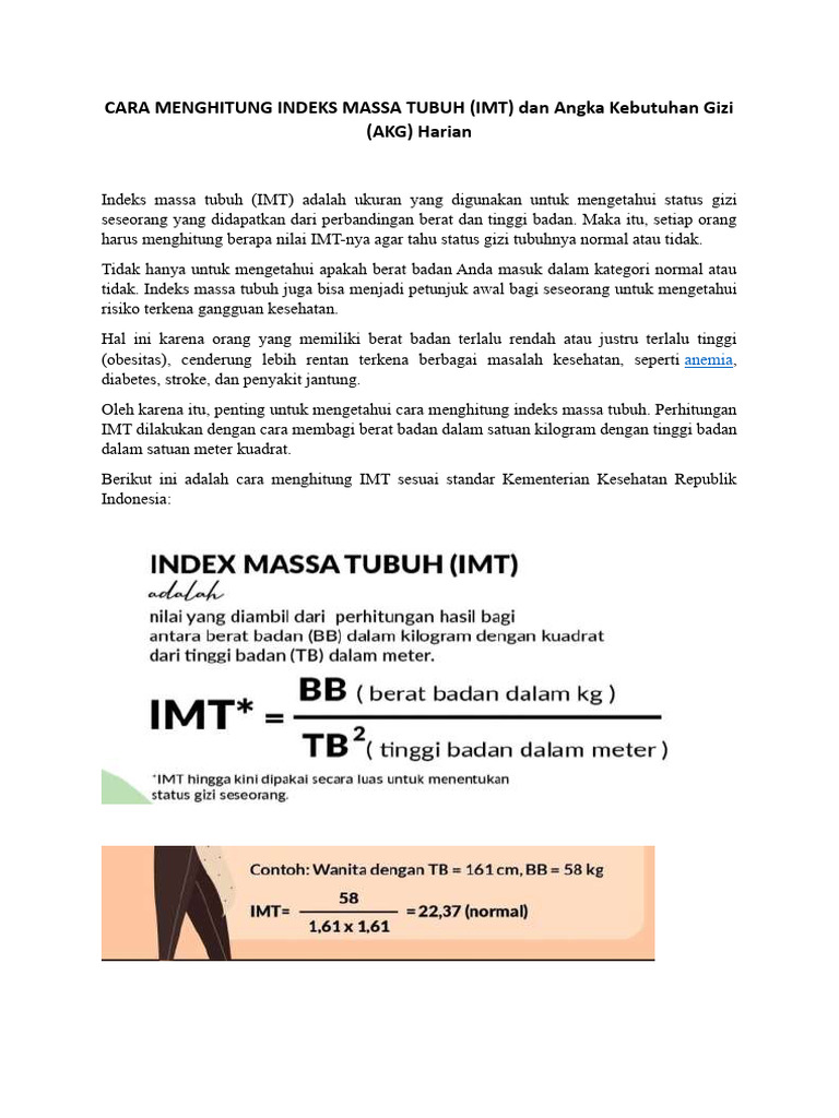 Menghitung IMT Dan AKG | PDF