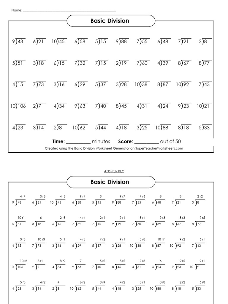 Super teacher worksheets basic division pdf